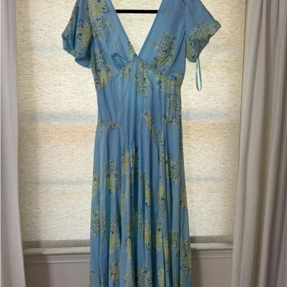 Free People Blue Pleated Maxi Sundress